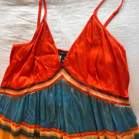 NWT Anthropologie Tanvi Kedia V-Neck Silky Colorblock Midi Dress size S - Picture 12 of 13